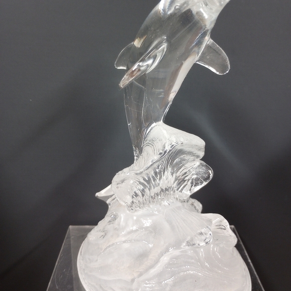 Vintage Cristal d'Arques Clear Glass Dolphin Figurine Paperweight Coastal Beachy - Picture 4 of 10